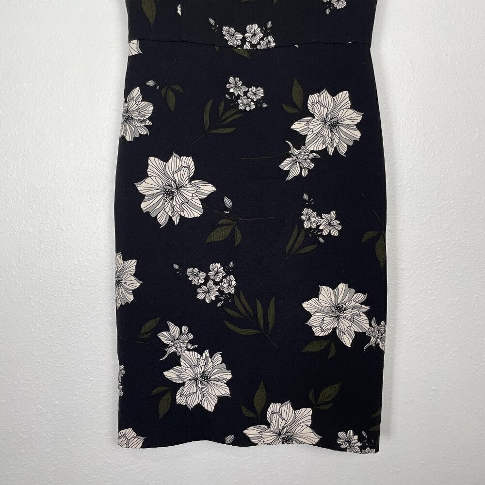 Banana Republic Black and White Floral Sheath Dress Size 0 Cap Sleeves - Picture 5 of 10